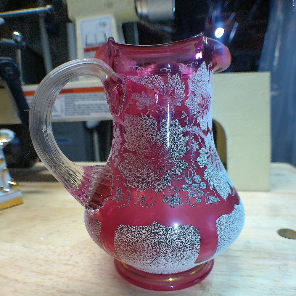 Red glass pitcher